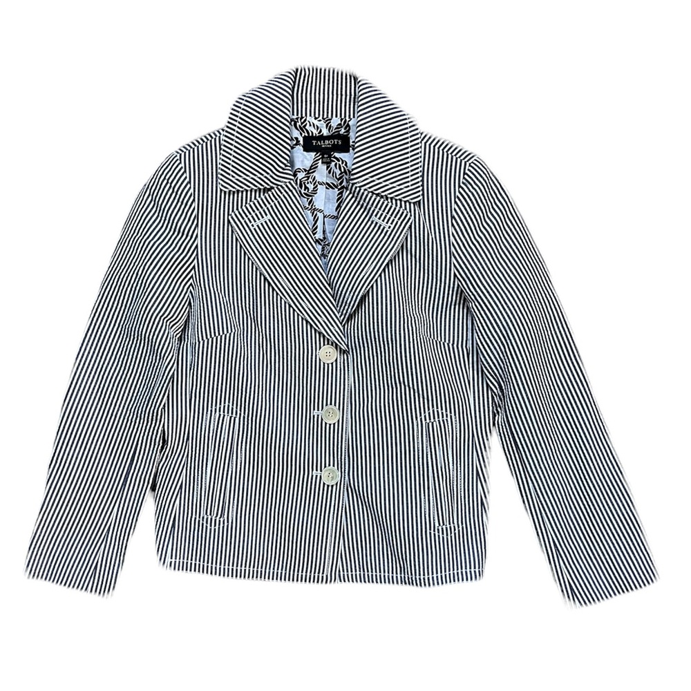 Talbots Petites Striped Beautiful Button Down Career Blazer Jacket Like New 6P